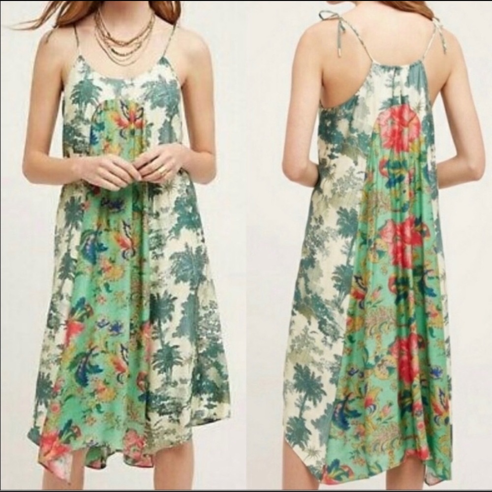 Anthropologie Maeve Santee green swing dress L